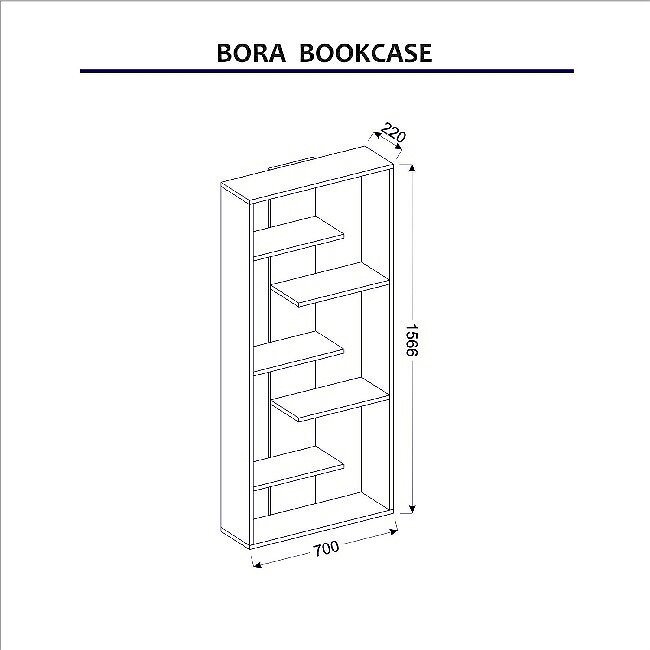 HOMEMANIA - Bora Bibliothèque - Blanc - 70 X 22 X 156,6 Cm - large