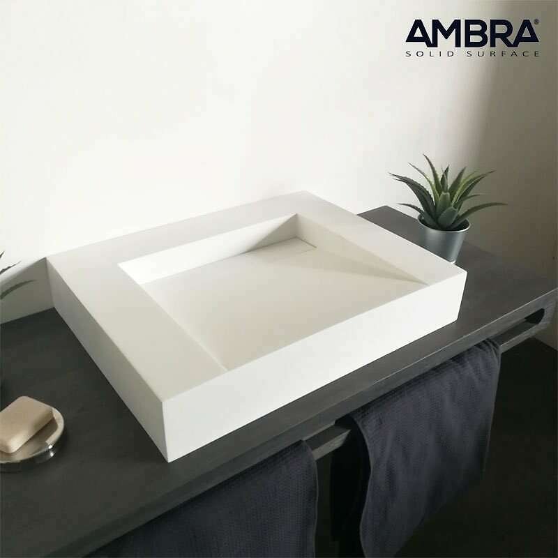 AMBRA - Vasque à poser en solid surface 60 cm sans percement - Soko II - large