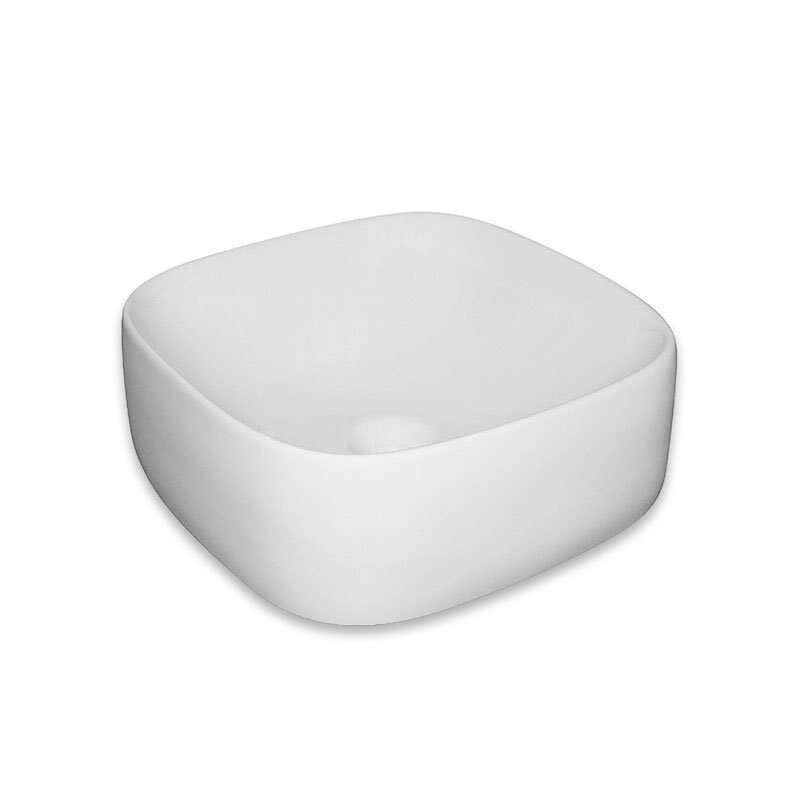 PIEZZI - Vasque carrée en céramique blanche 39 cm - Xela - large