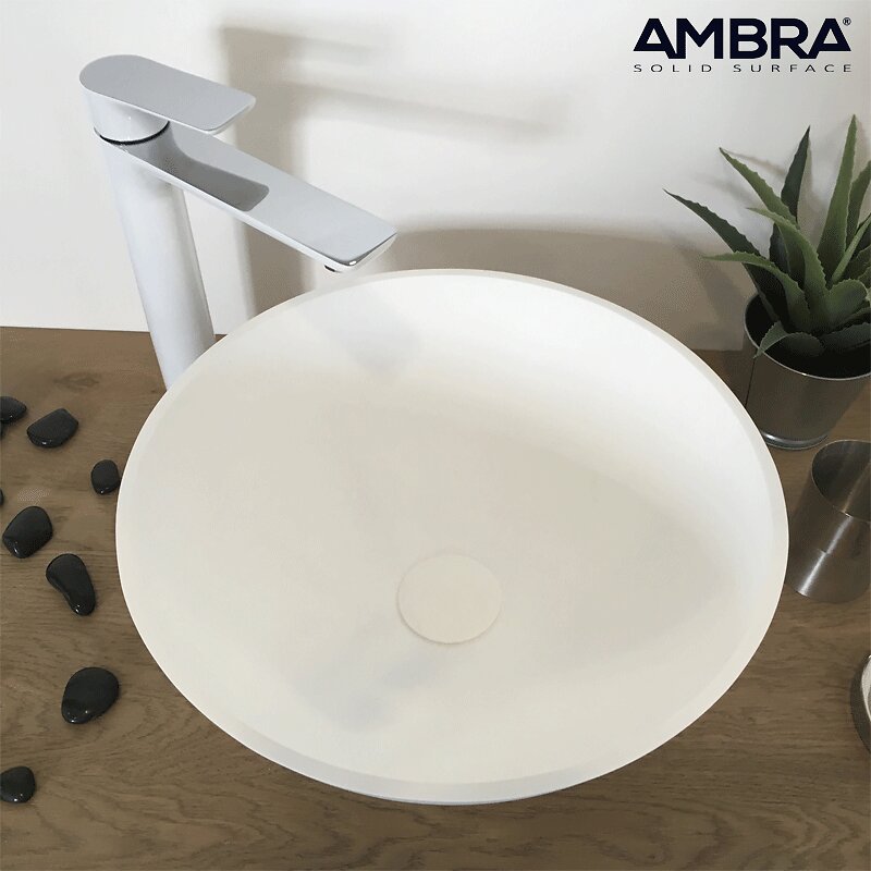 AMBRA - Vasque à poser ronde 38 cm en Solid surface  - Coppa - large