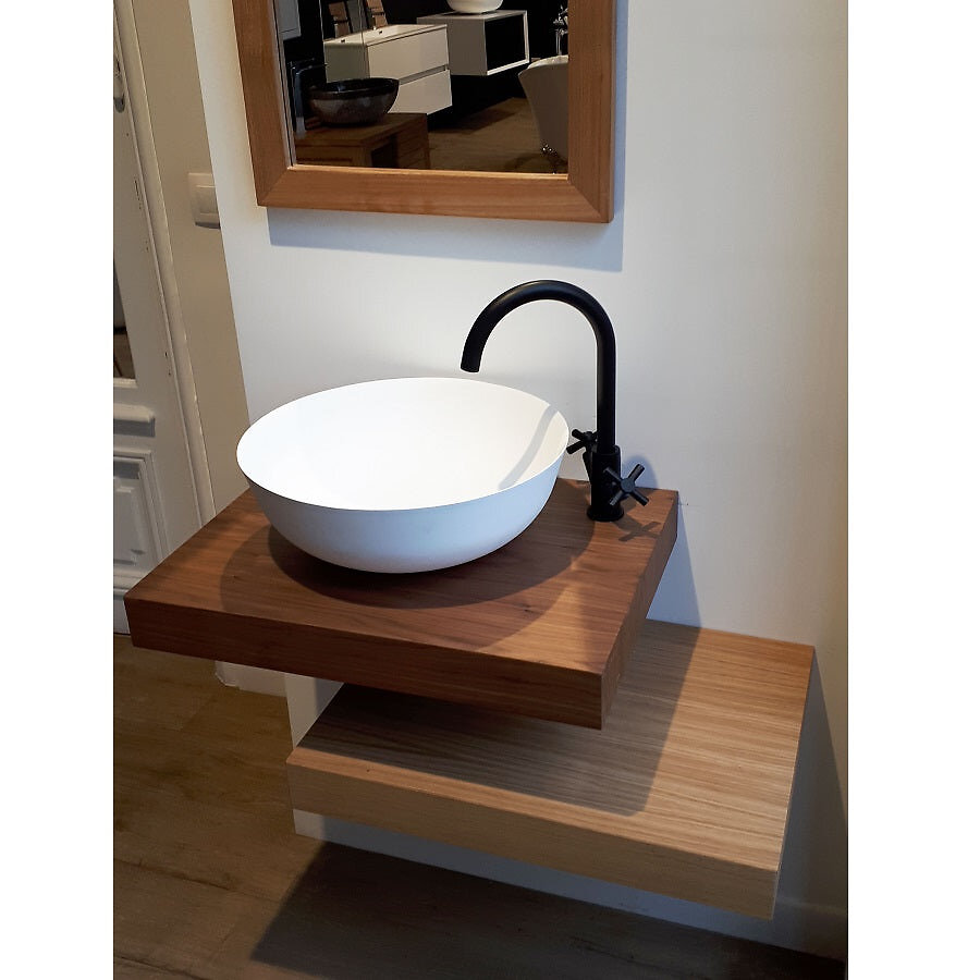 Sanycces - Plan vasque suspendu ZERO pour salle de bain design noyer 45 x 100 cm - large