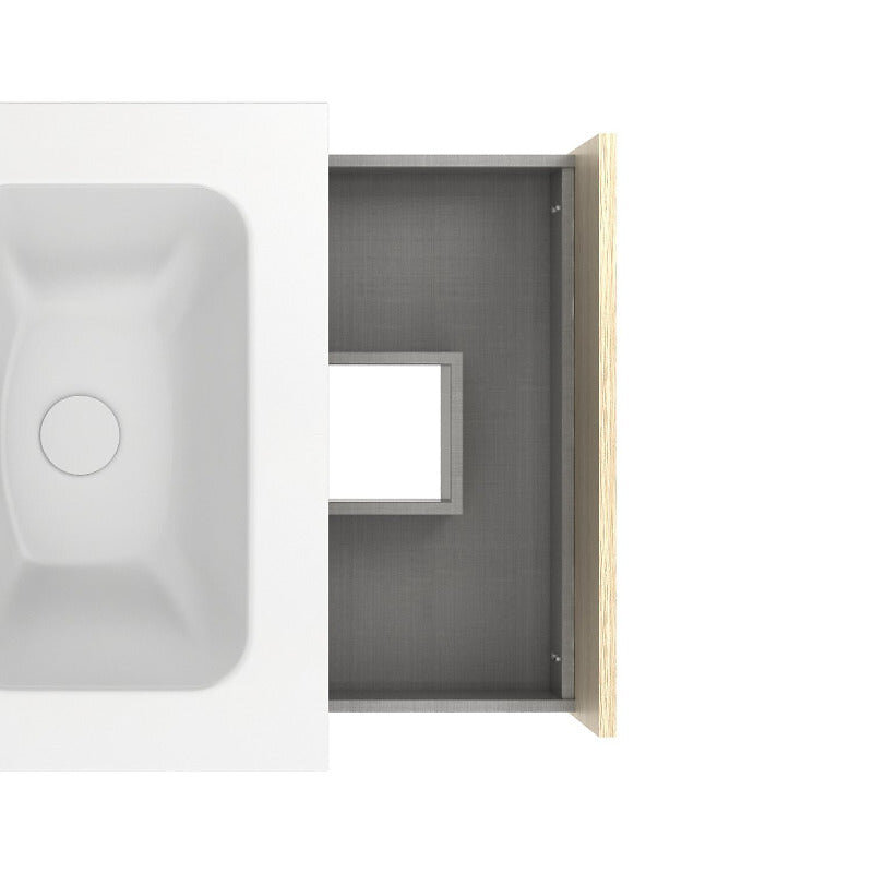Amizuva - Meuble salle de bain simple vasque NARA largeur 60 - 80 cm chêne clair et blanc 60 cm  Miroir non inclus - large