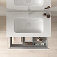 Amizuva - Meuble salle de bain suspendu NIWA largeur 60 - 80 cm fumé sablé 60 cm   Miroir non inclus - vignette