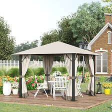 OUTSUNNY Tonnelle barnum de jardin 2,97L x 2,97l m avec 4 parois latér ...