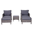 OUTSUNNY - Outsunny Lot de 2 fauteuils de jardin grand confort repose-pied table basse résine tressée imitation rotin coussins gris - vignette