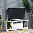 HOMCOM - Meuble TV banc TV design contemporain - 3 niches, placard double porte - dim. 120L x 30l x 41H cm - panneaux particules blanc - vignette