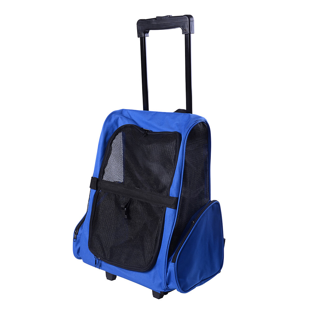 PAWHUT - 2 en 1 trolley chariot sac à dos sac de transport à roulettes pour chien chat - large