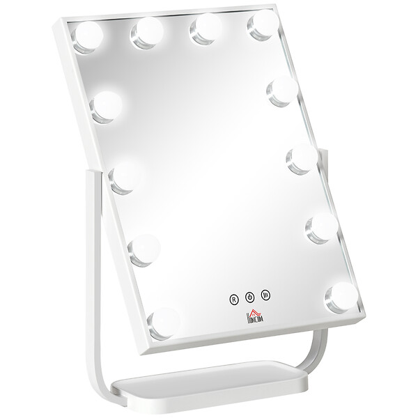 Miroir de maquillage hollywood avec 15 ampoules led dimmables tactile 3 en  1 éclairage blanc froid/chaud/neutre de table