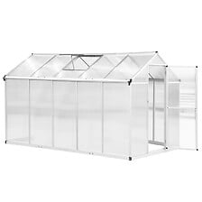 OUTSUNNY Serre de jardin aluminium polycarbonate 5,5 m² dim. 3,03L x 1 ...