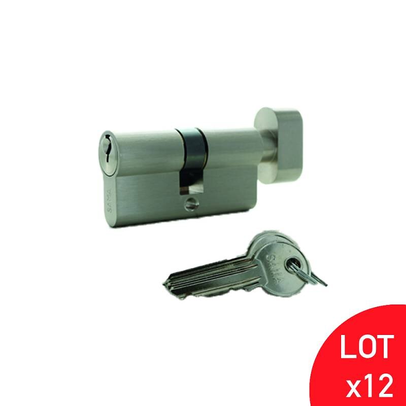 SECURY-T - Cylindre à bouton varié en laiton chromé satiné 80 mm (65+10+5) SECURY-T Monaco - large