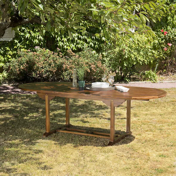 HANNA - Table de jardin 2 personnes - carrée pliante 70x70cm en bois teck  huilé