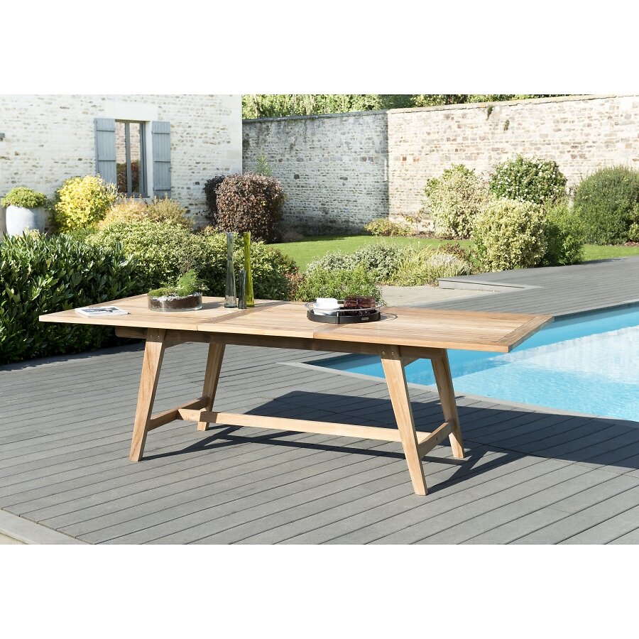 MACABANE - HARRIS - Table de jardin 8/10 personnes - rectangulaire scandi extensible 180/240x100x75 cm en bois Teck - large