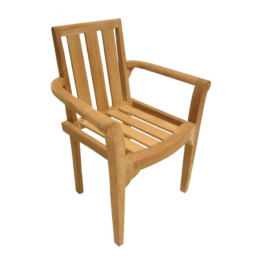 MACABANE - HARRIS - Ensemble de 2 fauteuils de jardin empilables en bois Teck - large