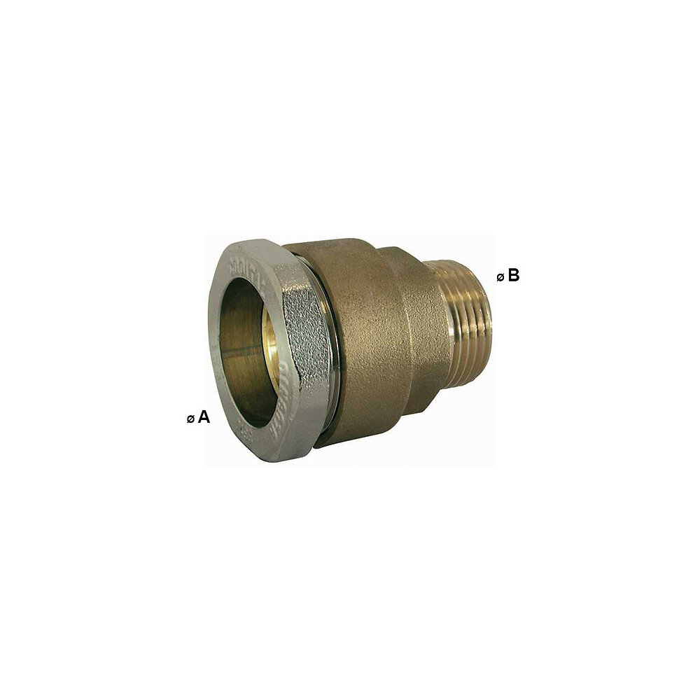 EZFITT - Raccord à compression en laiton droit male pour tube PE aux dimensions des tubes en acier - Ø A: 34mm___Ø B: 1'' - large
