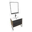 AURLANE - Meuble de salle de bain 80x50cm - vasque blanche 80x50cm - 2 tiroirs noir mat + miroir - vignette