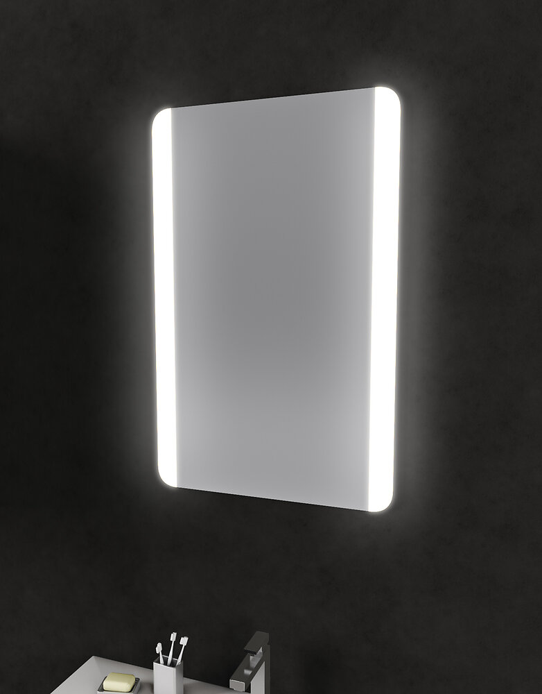 AURLANE - Miroir salle de bain LED auto-éclairant BORDER LINES 70x45 - large
