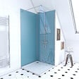 AURLANE - Ensemble complet douche à l'Italiennne avec Receveur 90x90 + Paroi chrome + Panneaux muraux - vignette