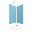 AURLANE - Ensemble complet douche à l'Italiennne avec Receveur 90x90 + Paroi chrome + Panneaux muraux - vignette