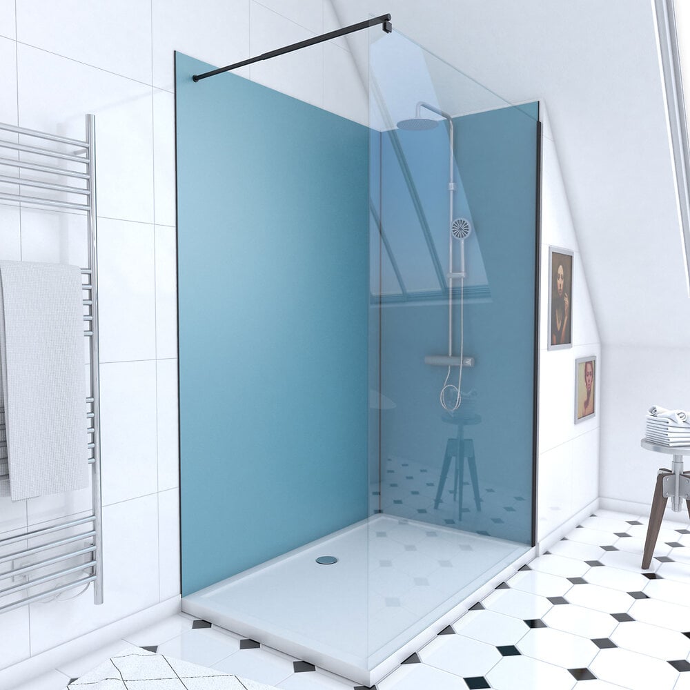 AURLANE - Ensemble complet douche à l'Italiennne avec Receveur 120x90 + Paroi transparent + Panneaux muraux - large