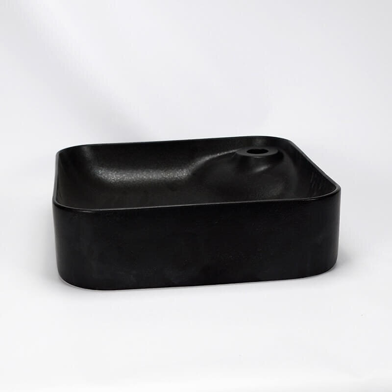 RUE DU BAIN - Vasque à Poser Carrée - Céramique Noir Mat - 42x42 cm - Trend - large