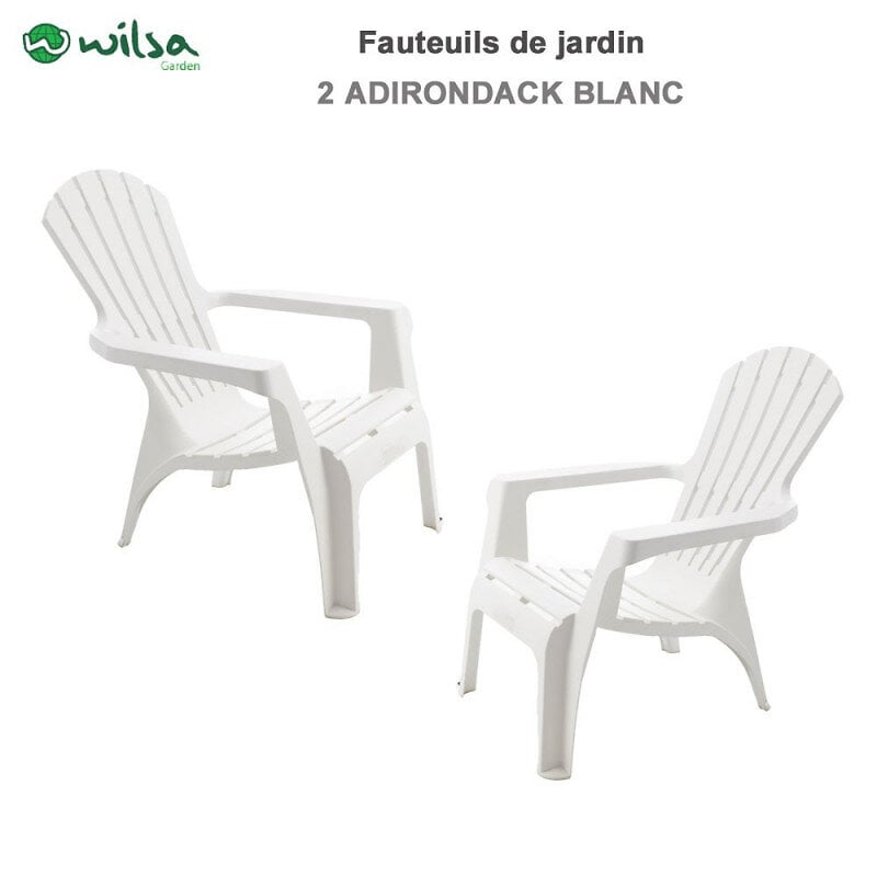 fauteuil adirondack résine polypropylène wilsa garden - blanc - 2 fauteuils adirondack