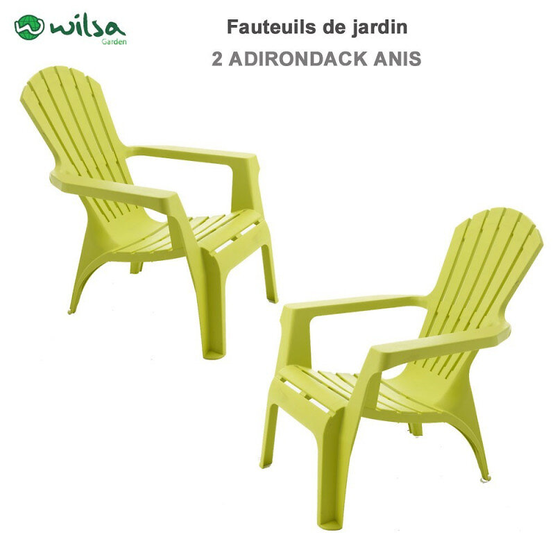 fauteuil adirondack résine polypropylène wilsa garden - anis - 2 fauteuils adirondack