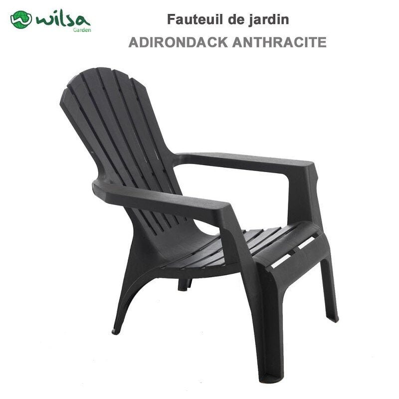 fauteuil adirondack résine polypropylène wilsa garden - anthracite - 1 fauteuil adirondack
