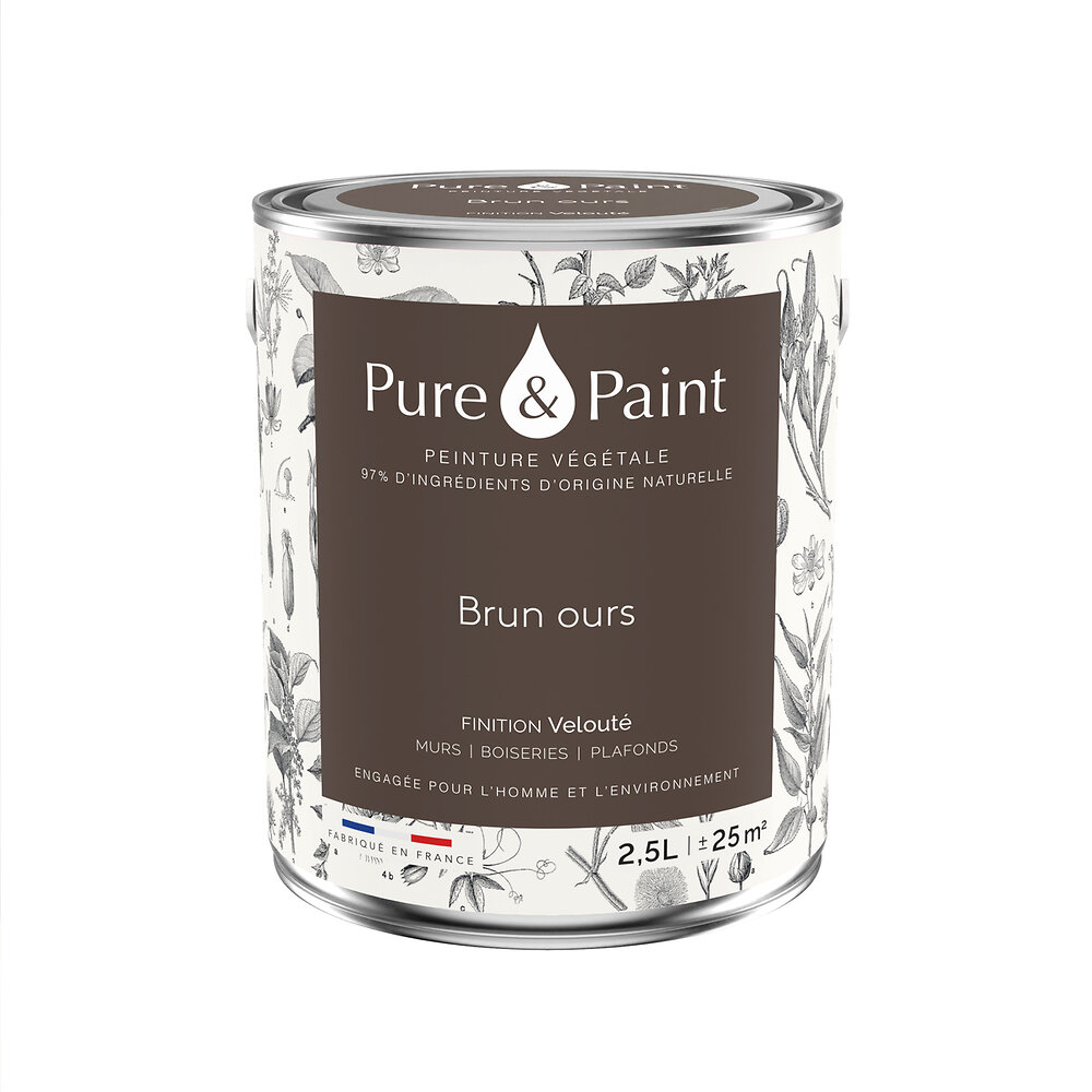 MAISONDECO - Peinture végétale Pure & Paint N2 - Velouté - Brun ours - 2.5L - large