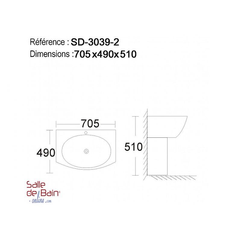 Distribain - Lave main suspendu Réf : SD3039-2 - large