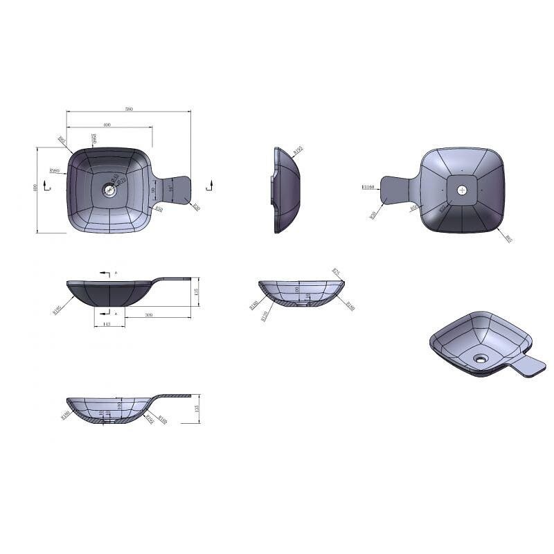 Distribain - Vasque cuillère carrée en solid surface SDV13 - large