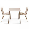 OVIALA - Table de jardin carrée et 2 chaises acier taupe - vignette