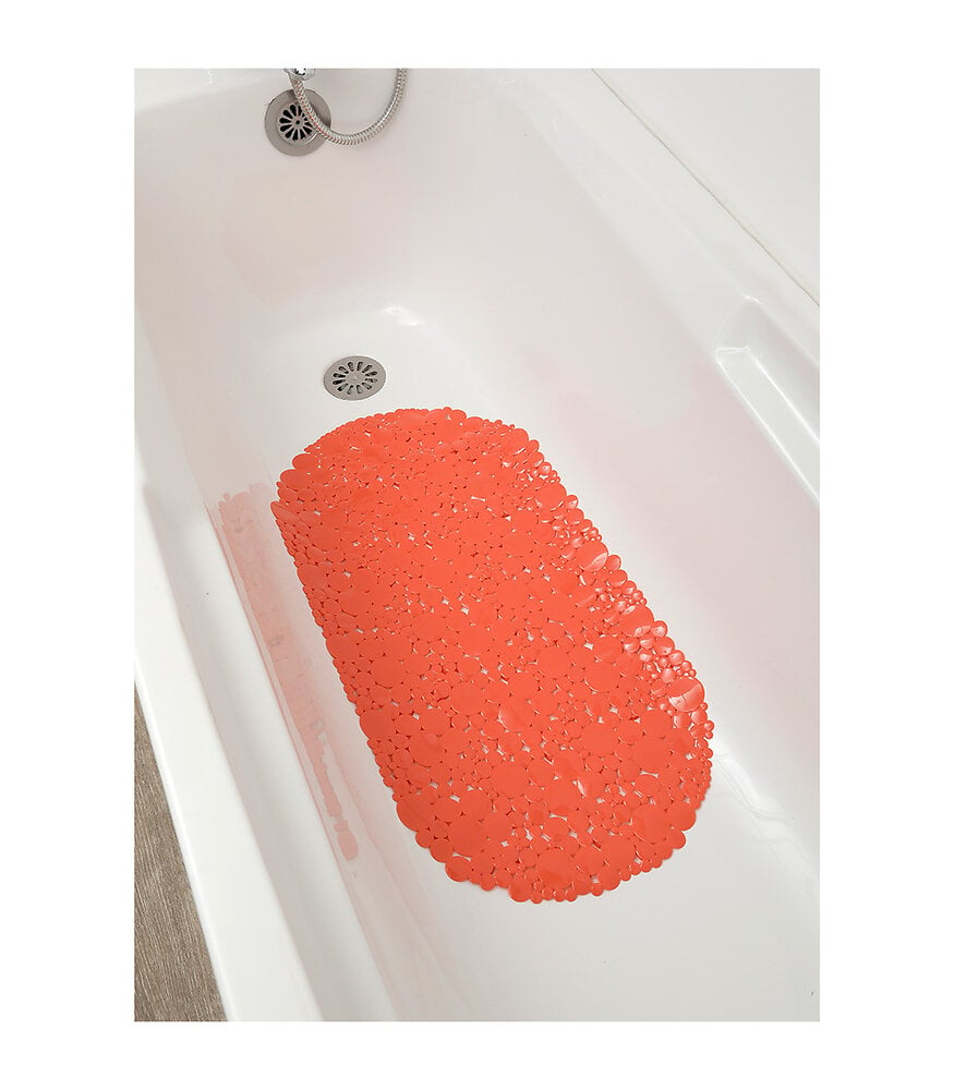 TENDANCE - Tapis Fond de baignoire anti-dérapant Bulles 69 x 36 cm Orange - large