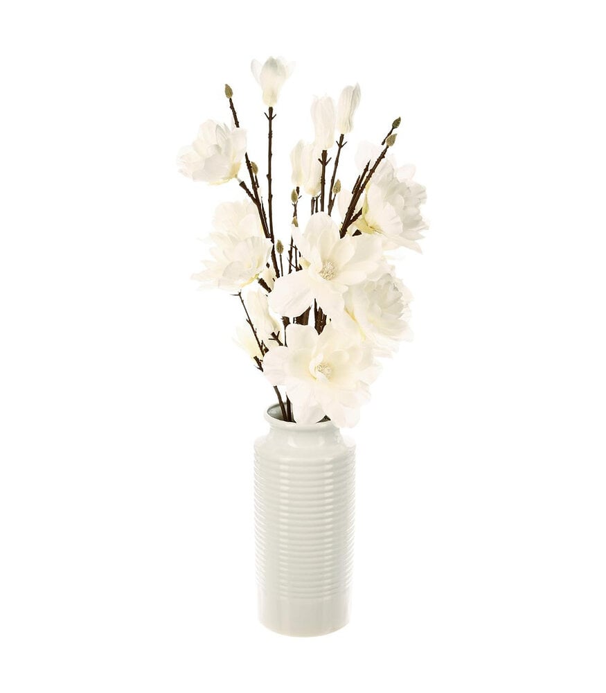 ATMOSPHERA - Composition florale artificielle Magnolias dans un vase en céramique H 75 cm - large