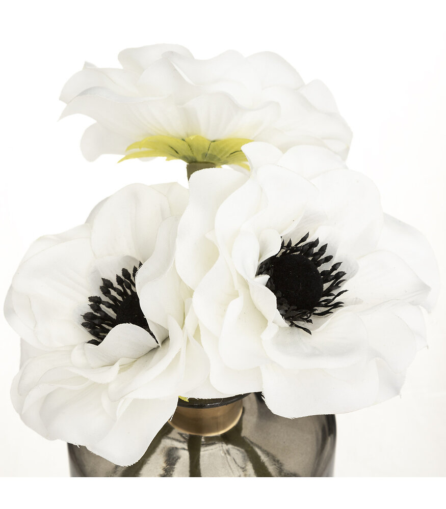 ATMOSPHERA - Bouquet d'Anémones artificielles dans un vase en verre coloré - large