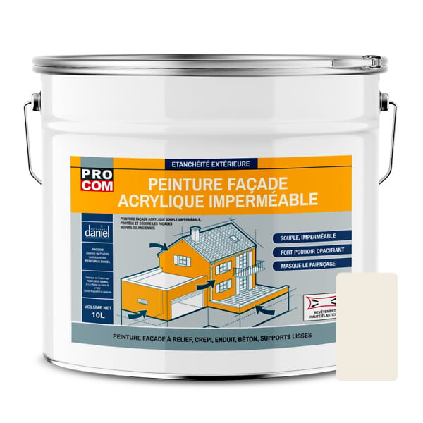 Peinture façade pliolite ton pierre blanc, gris, beige, blanc - Peinture  hydrofuge mur crépi - ARCAFACADE PLIOPROTECT - 2.5 L (+ ou - 20 m² en 1  couche) Pierre - RAL 090 90 10 - ARCANE INDUSTRIES