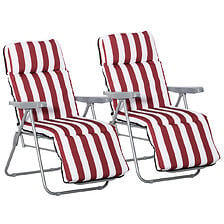 OUTSUNNY Lot de 2 chaises longues bains de soleil ajustables pliables  ...