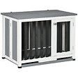 PAWHUT - Cage pour chien animaux pliable dim. 84L x 51l x 61H cm porte verrouillable toit ouvrant plateau déjection bois sapin gris blanc noir - vignette
