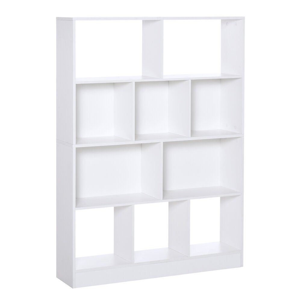 Meuble de rangement cube RUDY 9 cases bois blanc avec 3 portes fond gris