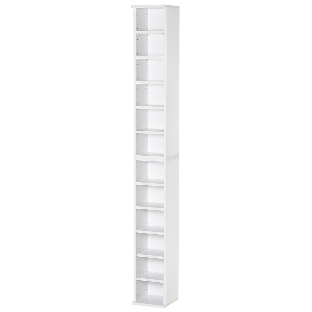 lot de 2 étagères colonnes armoire de rangement cd 6 + 6 compartiments blanc dim. 21l x 22,5l x 88,5h cm