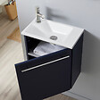 PLANETE_BAIN - Meuble lave-mains pour WC bleu nuit avec vasque design blanche et mitigeur inclus. - vignette