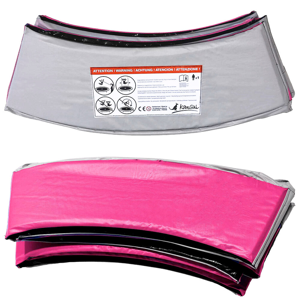 Kangui+-+Coussin+de+protection+trampoline+Ø+360+cm+-+Rose+et+Gris