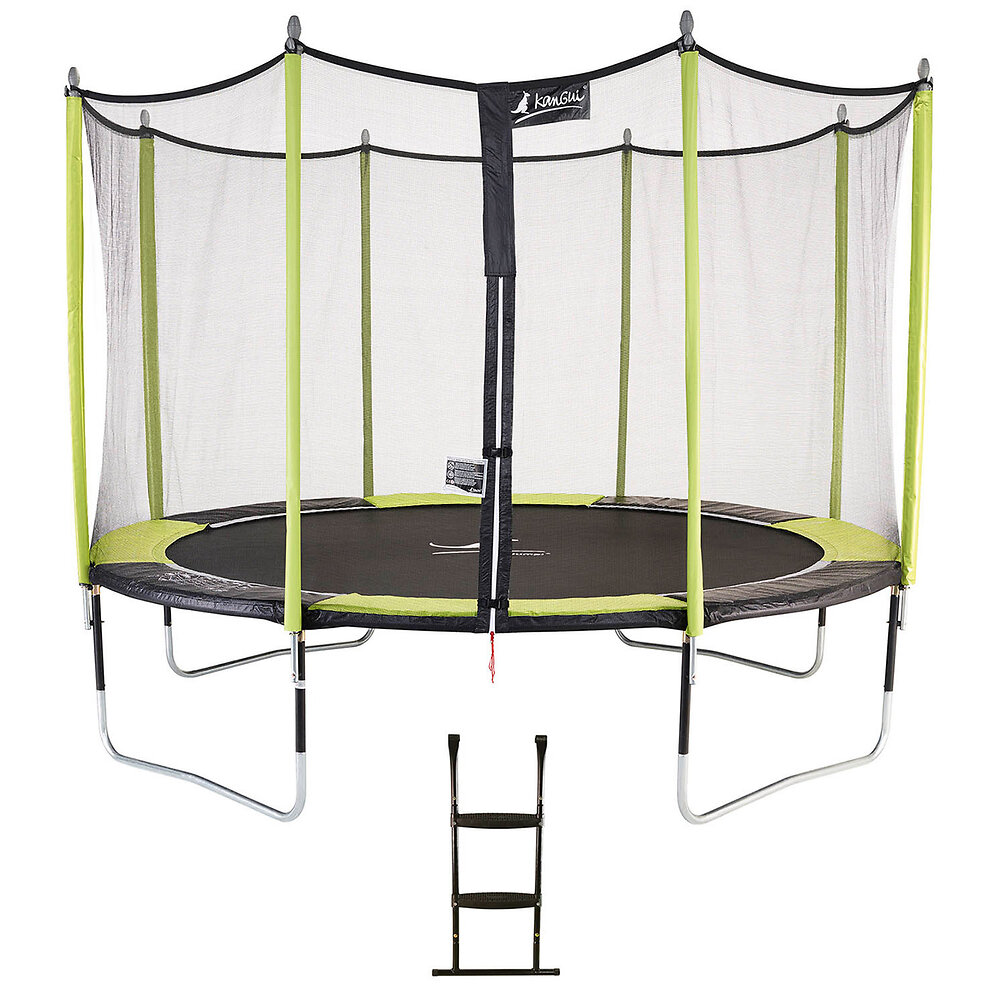 Trampoline+de+jardin+365+cm+++filet+de+securite+++echelle+JUMPI+Vert/Noir+360