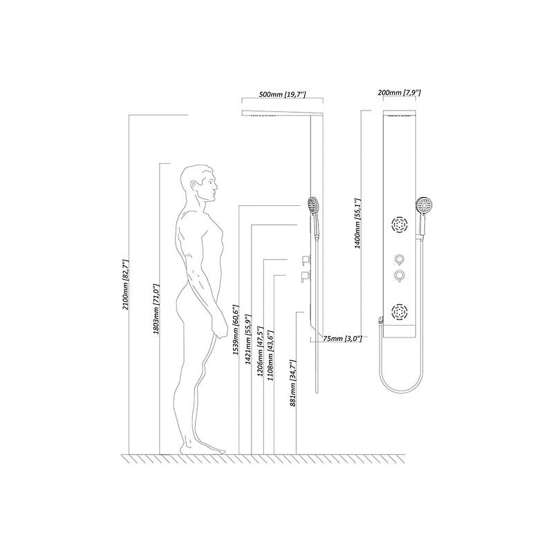 Colonne de douche hydromassante GS012 Brico Cash
