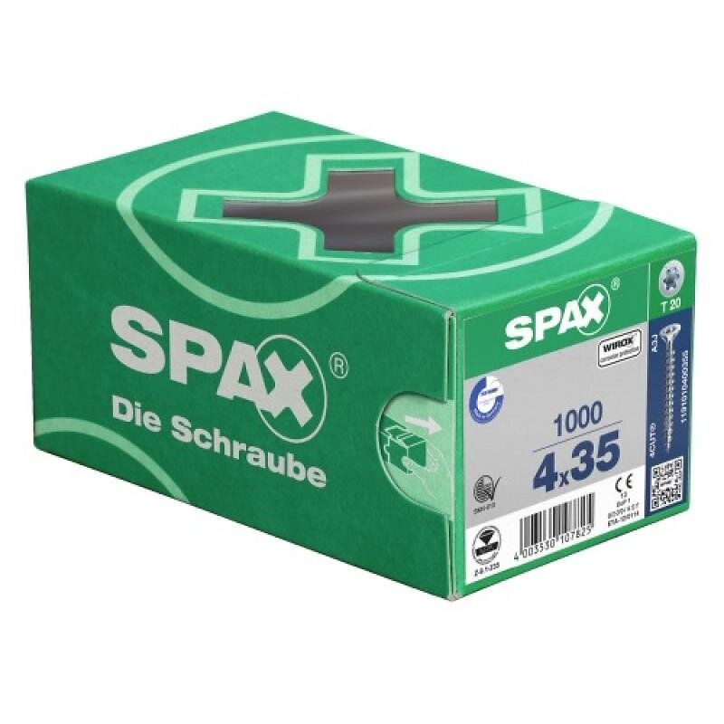 SPAX - Vis à bois aggloméré tête fraisée empreinte pozidriv acier zingué blanc partiellement filetées Wirox, Ø 5 mm, longueur 60 mm, bo - large