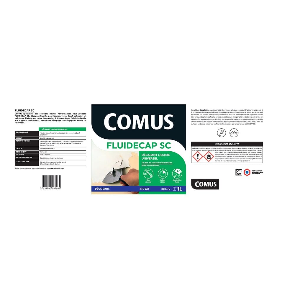 COMUS - FLUIDECAP 5L - Décapant liquide. pour lasures. vernis et peintures - COMUS - large