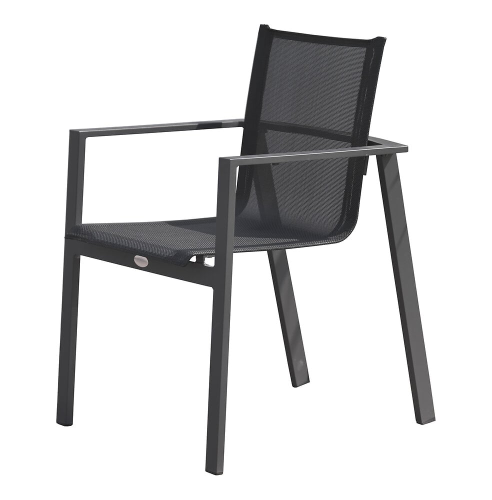 fauteuil de jardin empilable en aluminium gris anthracite - alu-miami