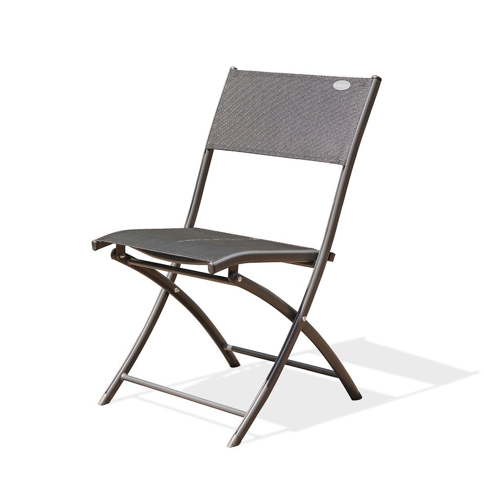 chaise de jardin pliante en aluminium et toile plastifiée noire - c43