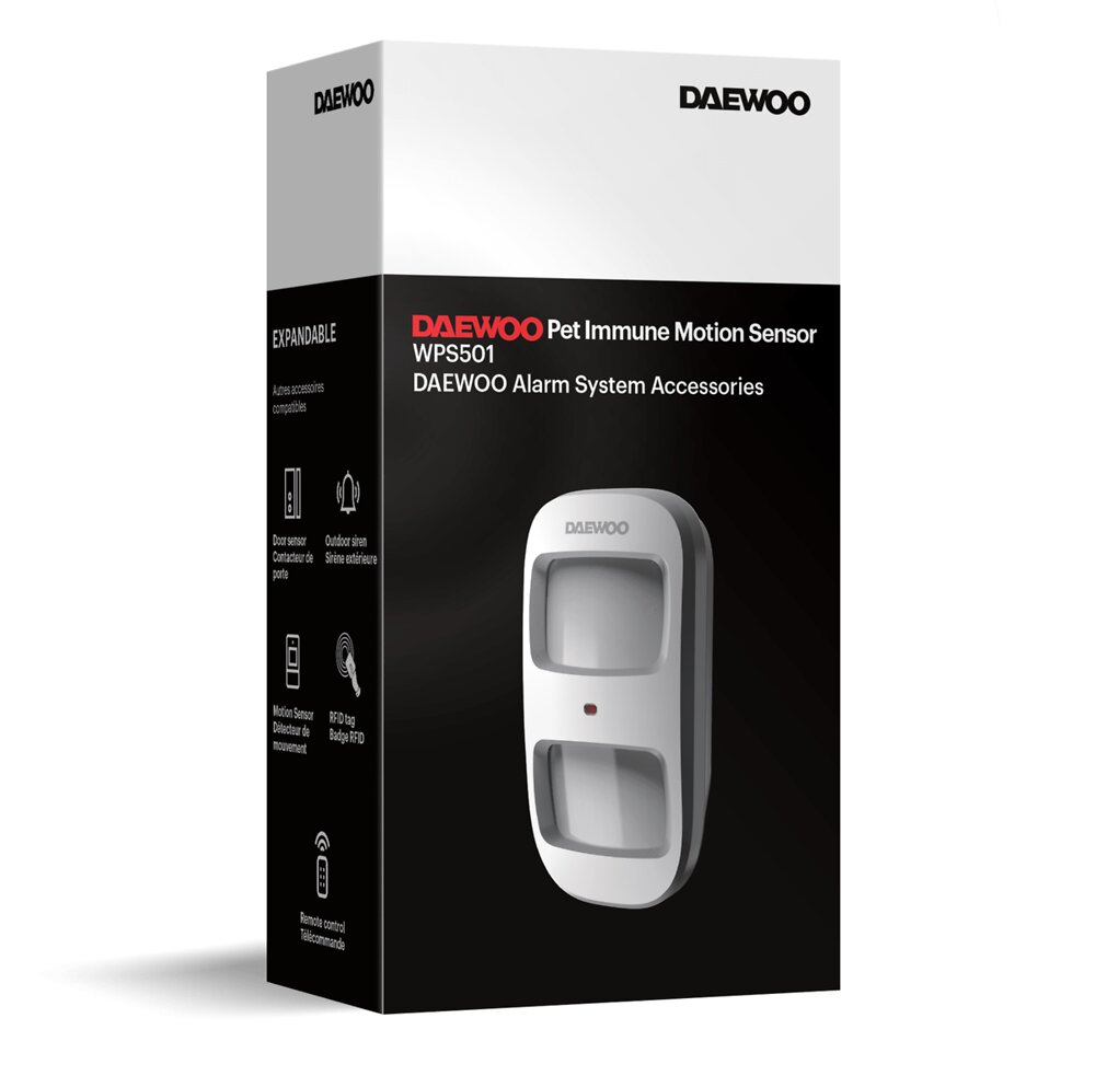 DAEWOO - Daewoo Détecteur De Mouvement Pet Immune Wps501 Compatible Avec L'alarme Sa501 - large