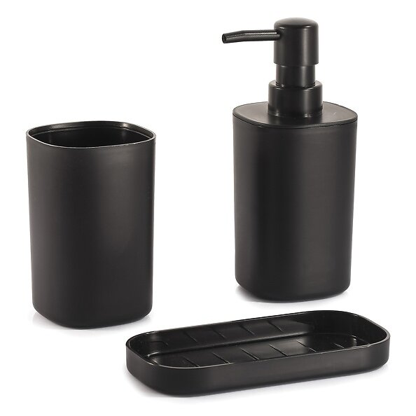 MSV - MSV ensemble 3 accessoires de salle de bain LONA Noir - large