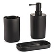 MSV - MSV ensemble 3 accessoires de salle de bain LONA Noir - vignette